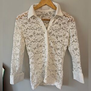 Anne Fontaine Melissa French White Lace Blouse